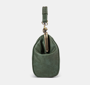 Vintage Suede <b>Frame</b> Handbag With Removable Strap Women's Coffee Green Blue Rose Red Color Options Daily Use Stylish Design - Product Image 3