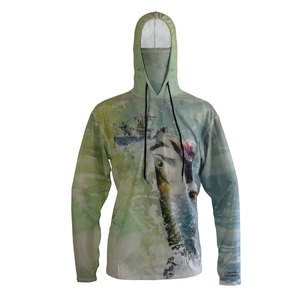 Hoodie de pêche unisexe UPF 50 à manches longues, imprimé par sublimation, anti-UV, protection solaire, motif poisson bleu, pull à capuche pour homme - Product Image 2