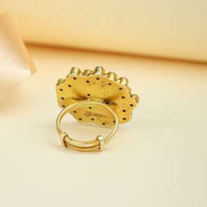Premium 925 Sterling <b>Silver</b> Gold Plated <b>Emerald</b> Cut Stone <b>Ring</b> for Women, Antique Adjustable Party Jewelry - Product Image 3
