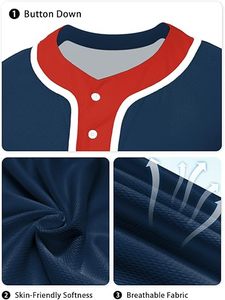 Streetwear Baseball Shirt - Hip Hop Fashion Mesh Jersey - Full <b>Button</b> Down Oversized Sporty Top for Mens Style Wear - Product Image 3