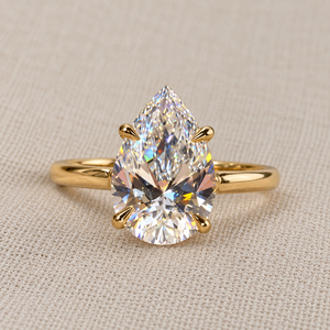 Anillo de Compromiso de Moissanita con Corte Pera Chapado en Oro para Mujer, Anillo de Boda Solitario con Engaste de Puntas, Talla Personalizada - Product Image 2