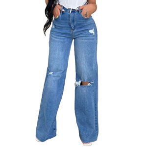 Pantalones Casuales de Invierno para Mujer, Efecto Denim, Cintura Alta, Transpirables, Personalizados, Precio de Fábrica 2026, Corte Regular, Cómodos, 100% - Product Image 1