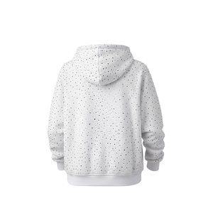 Sweat-shirt à capuche unisexe blanc uni avec fermeture éclair, en molleton personnalisé, style streetwear décontracté, fermeture éclair dorée, poches, 100% coton, coupe oversize - Product Image 4