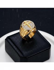 Bague Croix de Jésus Hip Hop Premium pour Homme, Effet Diamant, Tête Ronde, en Argent Sterling 925, Finition Or 10K 14K, Bijou de Soirée - Product Image 5