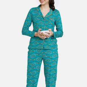 Conjunto de Dos Piezas para Dormir de Invierno para Mujer, Corte Regular, Personalizable por Delante, Tejido de Seda 100% Suave, de Secado Rápido y Transpirable - Product Image 4