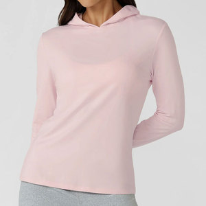 Long Sleeved Top High Stretch Yoga Women Hoodie Design Shirt Custom Regular Length Elastic Material <b>Thumb</b> Hole <b>Cuff</b> Design - Product Image 1