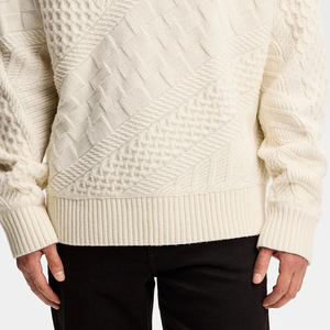 Pull tricoté à capuche pour homme, coupe classique, motif uni, vêtement décontracté d'automne, polyester/coton, anti-boulochage, service OEM - Product Image 6