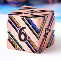 Ensemble de dés DND à rayures métalliques bleu or, 7 pièces, dés polyédriques en métal, dés polyédriques pour jeux de rôle Dungeons and Dragons