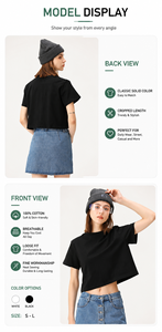 เสื้อยืดผู้หญิง OEM ผ้าฝ้ายแท้ 210 กรัม สไตล์เกาหลี แขนสั้นทรงครอป ลำลอง ทรงเข้ารูป แฟชั่นฤดูร้อน เสื้อยืดพื้นฐานขายส่งสำหรับผู้หญิง - Product Image 6