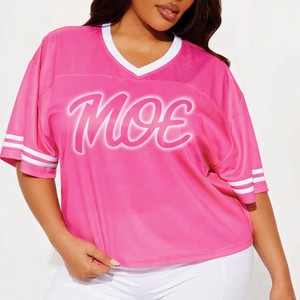 Damen Übergroßes Rosa Polyester-Mesh American Football Trikot mit Individuellem Logo Streetwear OEM Private Label Großhandel Vintage - Product Image 1