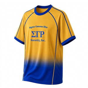เสื้อฟุตบอล Sigma Gamma Rho Sorority แขนสั้น โลโก้ไล่เฉดสีน้ำเงินและสีทอง ระบายอากาศได้ดี เสื้อเบสบอลสำหรับผู้หญิง - Product Image 2