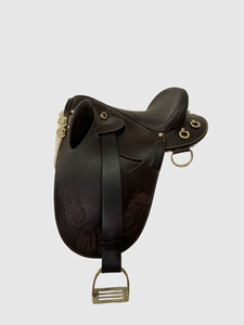 Deep Seat Heavy Duty Western <b>Cutter</b> Saddle Leather Ranch for Cattle Work Wood <b>Tree</b> Plastic Horn Hand-Stitched Design Stainless - Product Image 2