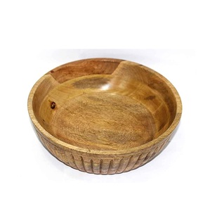 Bol de service en bois d'acacia éco-responsable fait main, forme personnalisée, style vintage, réutilisable pour la salle à manger et les fêtes, vaisselle, décoration intérieure - Product Image 1