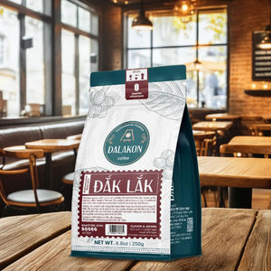 Café Dalakon Dak torréfié lentement, caféiné, en sachet, de haute qualité, 230g, grains Robusta, torréfaction légère, style vietnamien neutre, sachet refermable - Product Image 1
