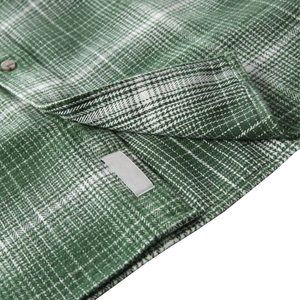 Chemise en flanelle à carreaux vertes pour homme, manches longues, boutonnée, décontractée, pour l'automne, 100% coton, tissu respirant tissé - Product Image 4
