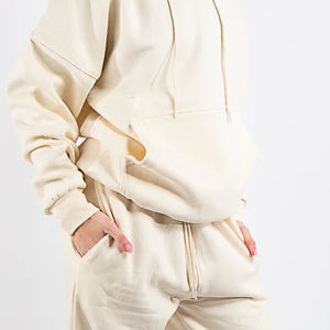 Sweat-shirt à capuche de couleur unie pour femmes, avec cordon de serrage et poches latérales, tenue décontractée d'automne, manches longues, coupe ample, survêtement - Product Image 6