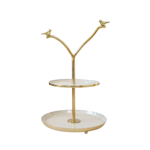 Elegant 2 Tier Gold Stand Silver Metal Stainless Steel Platter Decorative Cake Stand Vine Design Party Serverware In Good Price - Product Image 6