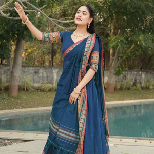 Ensemble élégant de lehenga choli en coton Chanderi avec dupatta tissé à la main et bordure traditionnelle – Tenue festive et ethnique - Product Image 1