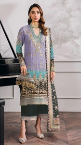 Traje Plazzo Moderno Semisentado de Georgette Sintética Bordada para Bodas y Diwali - Product Image 2