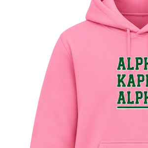   Sudadera con Capucha Rosa de la Hermandad Sorority con Diseño de Letras Verdes Bordadas, Sudadera Informal de Manga Larga de Felpa Suave para Mujer - Product Image 3