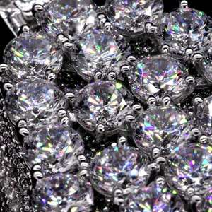 Collar Unisex de Plata de Ley 925 con Colgante de Mano de Hamsa Iced Out, Moissanita VVS de Corte Brillante Redondo y Engaste de Bisel, Estilo Hip Hop para Fiesta - Product Image 1