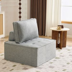 Divano con Struttura in Legno e Rivestimento in Lino Grigio Chiaro, Versatile per Diverse Esigenze di Arredamento del Soggiorno, Ideale per Piccoli Appartamenti - Product Image 2