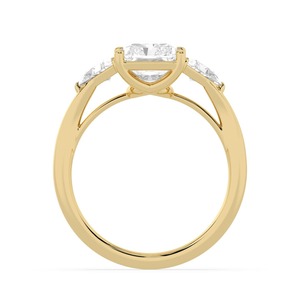 Magnífico Anillo de Compromiso de Oro Rosa de 10K con Diamante Cultivado en Laboratorio de Corte Radiante de 3.46 CTW con Diamantes de Corte Triangular Largo para Novia - Product Image 6