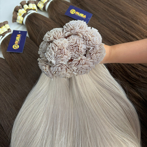 Extensions de cheveux Rusa à pointe plate en gros, blond cendré 613, 100 % cheveux vierges vietnamiens, 100 g, super double drawn, tissage à la kératine - Product Image 3