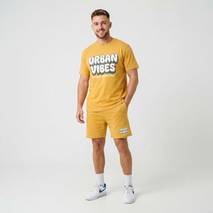 Conjunto de Camiseta y Pantalones Cortos con Estampado Gráfico Personalizado para Hombre, Traje Deportivo Informal de Verano, Tejido Grueso - Product Image 3