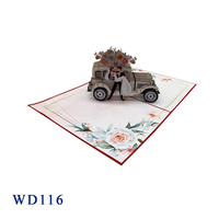 Carte de vœux pour voiture de mariage « Just Married » tendance, best-seller, personnalisée, style 3D pop-up fait main, artisanat en papier, Thanksgiving