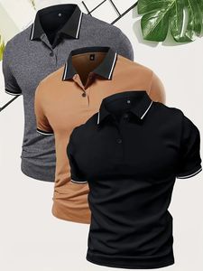 Polo de Manga Corta para Hombre, Corte Ajustado, Tejido de Punto, Informal, para Golf, con Logotipo Personalizado, Secado Rápido, Transpirable, Uniforme - Product Image 3