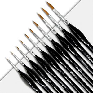 Set di 10 Pennelli Squisiti con Impugnatura Triangolare in Legno di Betulla, Processo di Legatura a Doppio Filo Speciale e Tubo in Rame - Product Image 1