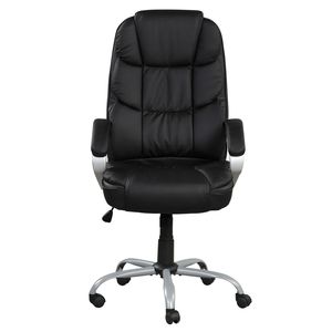 Sedia da Ufficio Girevole in Ecopelle Nera/Cromata con Braccioli Imbottiti, Altezza Regolabile per Lavoro al Computer - Product Image 3