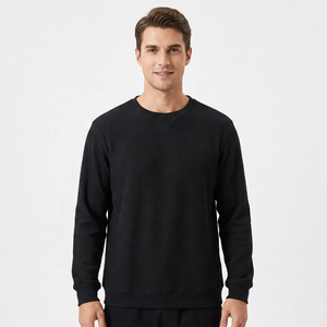 Suéter de Punto Negro Sólido para Hombre, Cuello Redondo, Corte Regular, Informal, Otoño, Manga Larga - Product Image 5