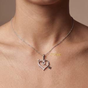 Collar con Colgante de Plata de Ley 925 en Forma de Corazón Romántico, Chapado en Oro Rosa con Diamantes, Elegante y Lujoso para Mujer, Ideal para Compromiso o Boda - Product Image 6