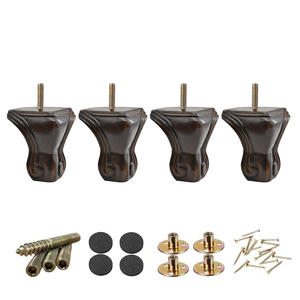 Premium Handcrafted Solid Wood <b>Furniture</b> Legs Antique Scroll <b>Bun</b> <b>Feet</b> Replacement with Mounting Hardware Kit <b>for</b> Sofa and Couch - Product Image 4