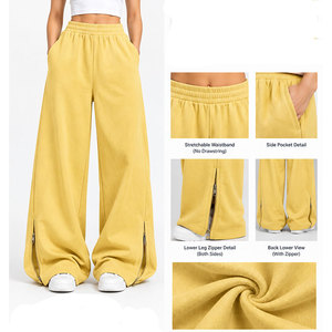 Clean Seam Construction Women's Sweatpants Wholesale Price Lower Wide Hem Elastic Waist Winter 100% Cotton Jogging Pants OEM - Product Image 6