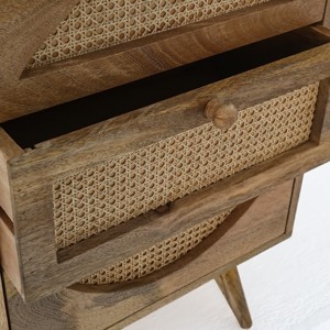 Mesa Auxiliar de Ratán con 3 Cajones Vandana Orion Nova, Mueble Moderno con Detalles Tejidos Naturales - Product Image 2
