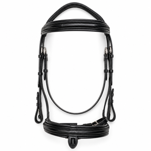 Bridon anglais en cuir marron-noir avec couronne rembourrée et boucles en acier inoxydable - Product Image 5