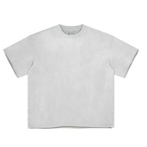 T-shirt Homme Oversize Gris Uni à Manches Courtes 100% Coton Jersey Col Rond Coupe Décontractée Impression Personnalisée Streetwear T-shirt Délavé à l'Acide - Product Image 2