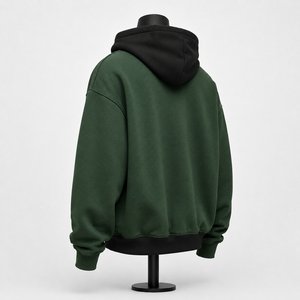 Custom Men's Green <b>Full</b> <b>Zip</b> Hoodie Gothic Letter Print Y2K Streetwear Fleece <b>Sweatshirt</b> OEM Factory - Product Image 4
