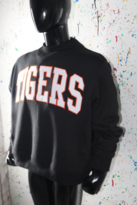 Sudadera Negra Oversize de Algodón con Estampado de Letras y Tigres, Estilo Casual para Otoño, Unisex, Corte Regular, CLUSH SPORTS - Product Image 3