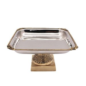 Frutero de Metal Pulido con Forma Cuadrada, Estilo Pedestal, Decoración para el Hogar, Fiestas, Vajilla de Mesa, Diseños Modernos - Product Image 1