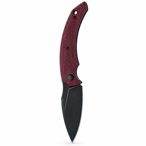 Burgundy Red Textured Handle Fixed Blade Hunting Knives with Black Pointed Blade Curved Grip for <b>Outdoor</b> Camping Utility Task - Product Image 3