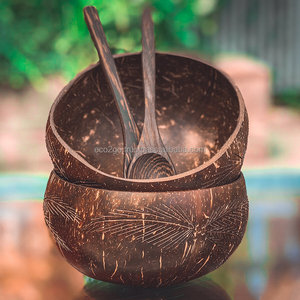 Eco2go Organic Coconut Shell Bowl Wholesale Biodegradable Eco Friendly Handmade Polished OEM Custom Logo Set - Product Image 3
