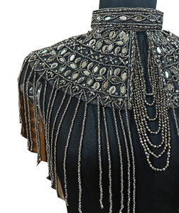 Vintage Antique Mandarin Collar Breathable <b>Mesh</b> Hand Embroidered Beaded <b>Plus</b> <b>Size</b> Sexy Party Wear Unique Body <b>Tops</b> for Women - Product Image 2