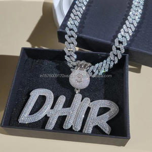 Luxury Moissanite Diamond "DHIR "Name Pendant Necklace Silver Hip Hop Jewelry Wholesale Supply - Product Image 2