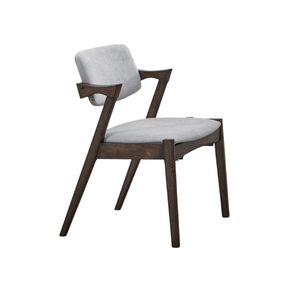 Set da Pranzo Moderno 7 Pezzi in Faggio Finitura Noce con 6 Sedie Laterali con Cuscini in Schiuma e Rivestimento in Tessuto, Design Unico dello Schienale - Product Image 6