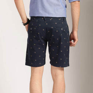 Shorts décontractés pour hommes en coton imprimé bleu marine avec cordon de serrage, style streetwear, pour un usage quotidien - Product Image 4