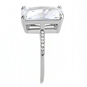 Anello in Acciaio Inossidabile Lucidato DA131 con Zirconi Cubici Trasparenti di Grado AAA - Product Image 4